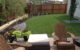 Backyard Seating Area and Lawn Landscape by European Garden Design Calgary