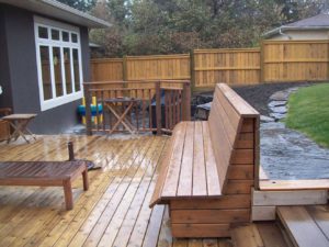 Custom Wooden Bench in Decks and Fences by European Garden Design Calgary