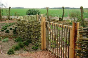 Wattle Fence and Custom Wooden Garden Gate in Decks and Fences by European Garden Design Calgary